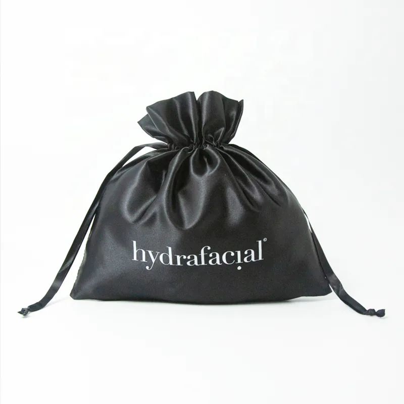 Black Satin Drawstring Pouch
