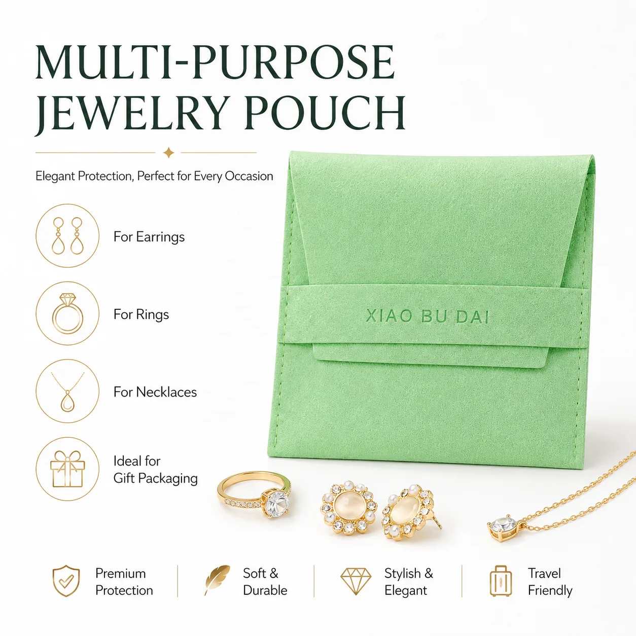 Green Microfiber Envelope Pouch