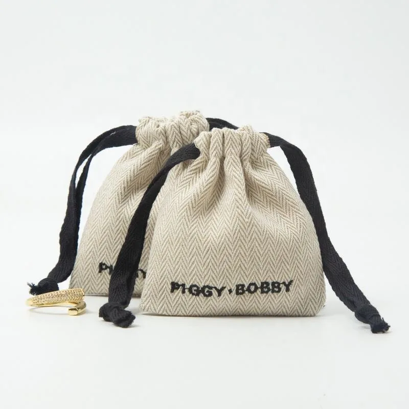 Textured Fabric Drawstring Pouch