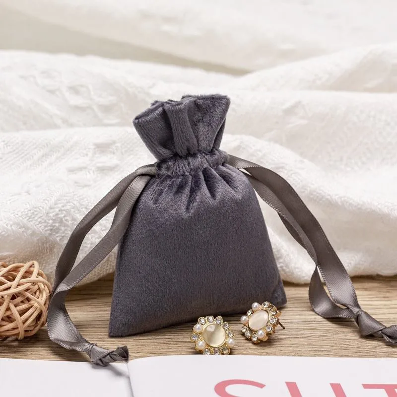 Brown Velvet Drawstring Pouch