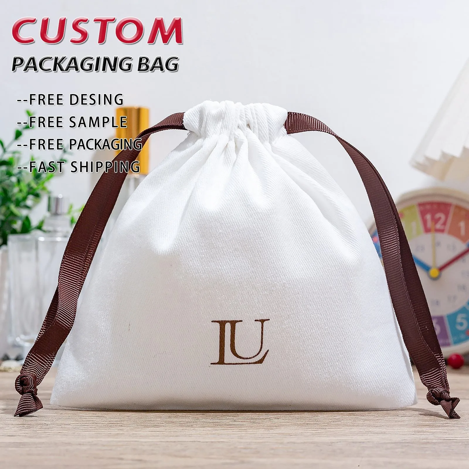 Textured Fabric Drawstring Pouch