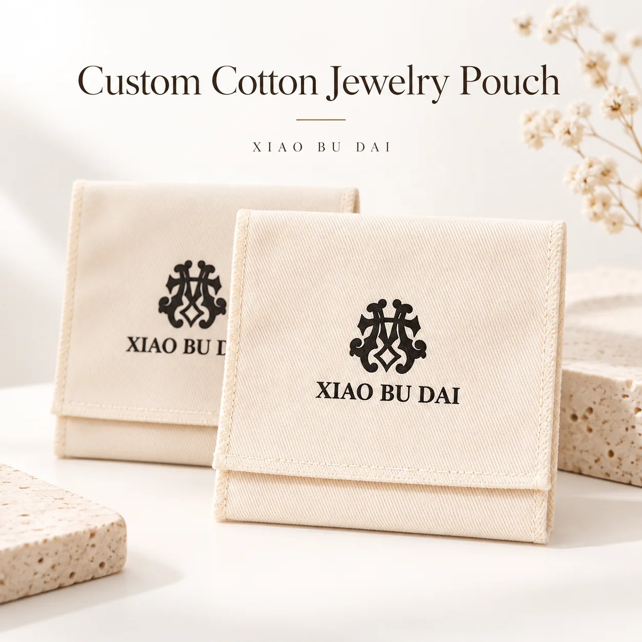 Cream Fabric Envelope Pouch