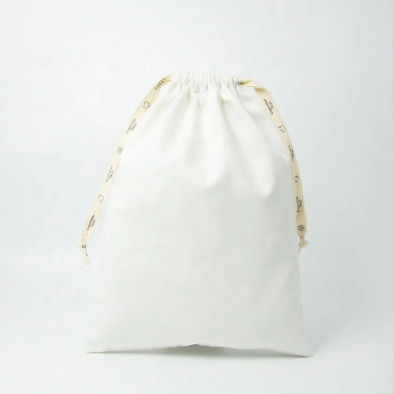 White Cotton Drawstring Pouch