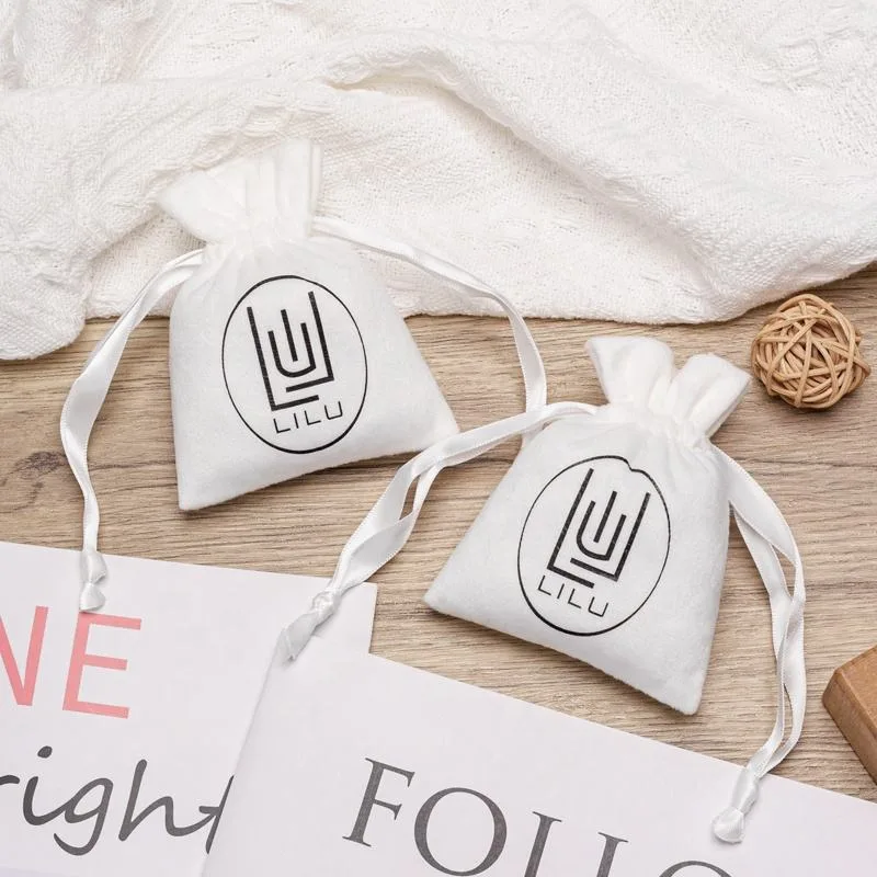 White Velvet Drawstring Pouch