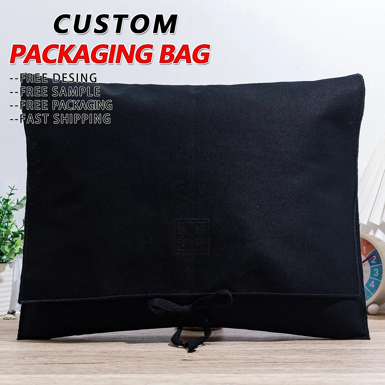Black Fabric Envelope Pouch
