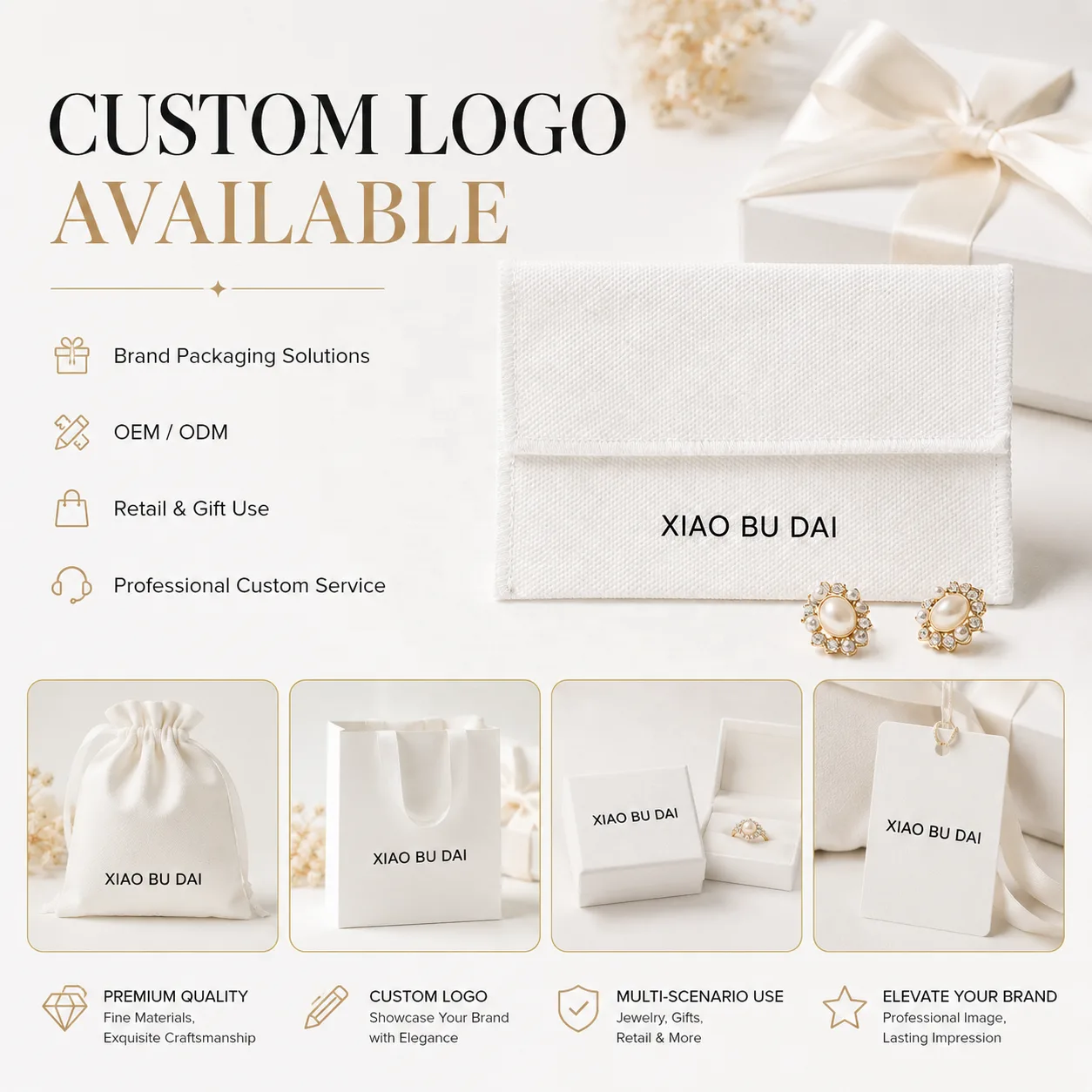 White Fabric Envelope Pouch