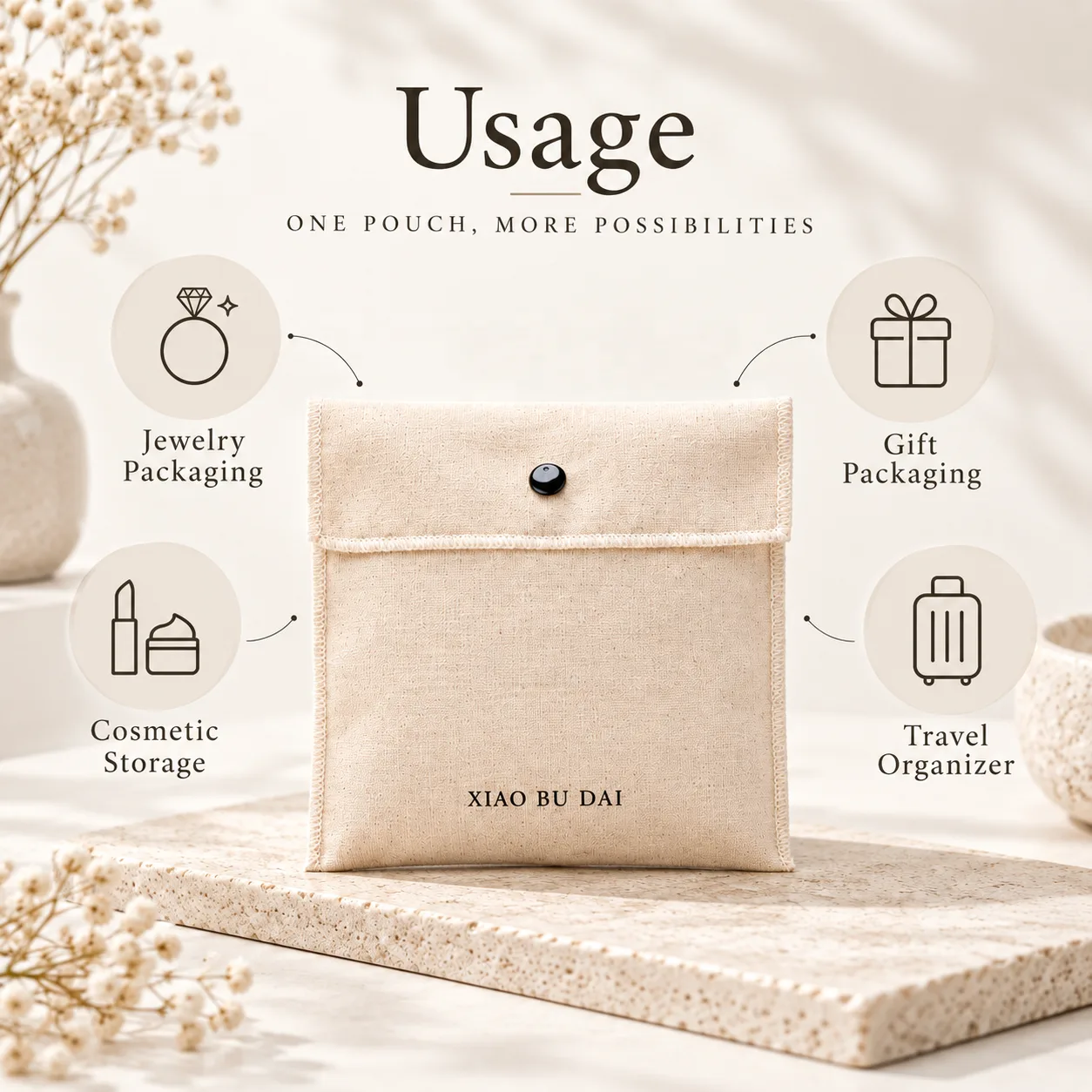 Textured Fabric Envelope Pouch