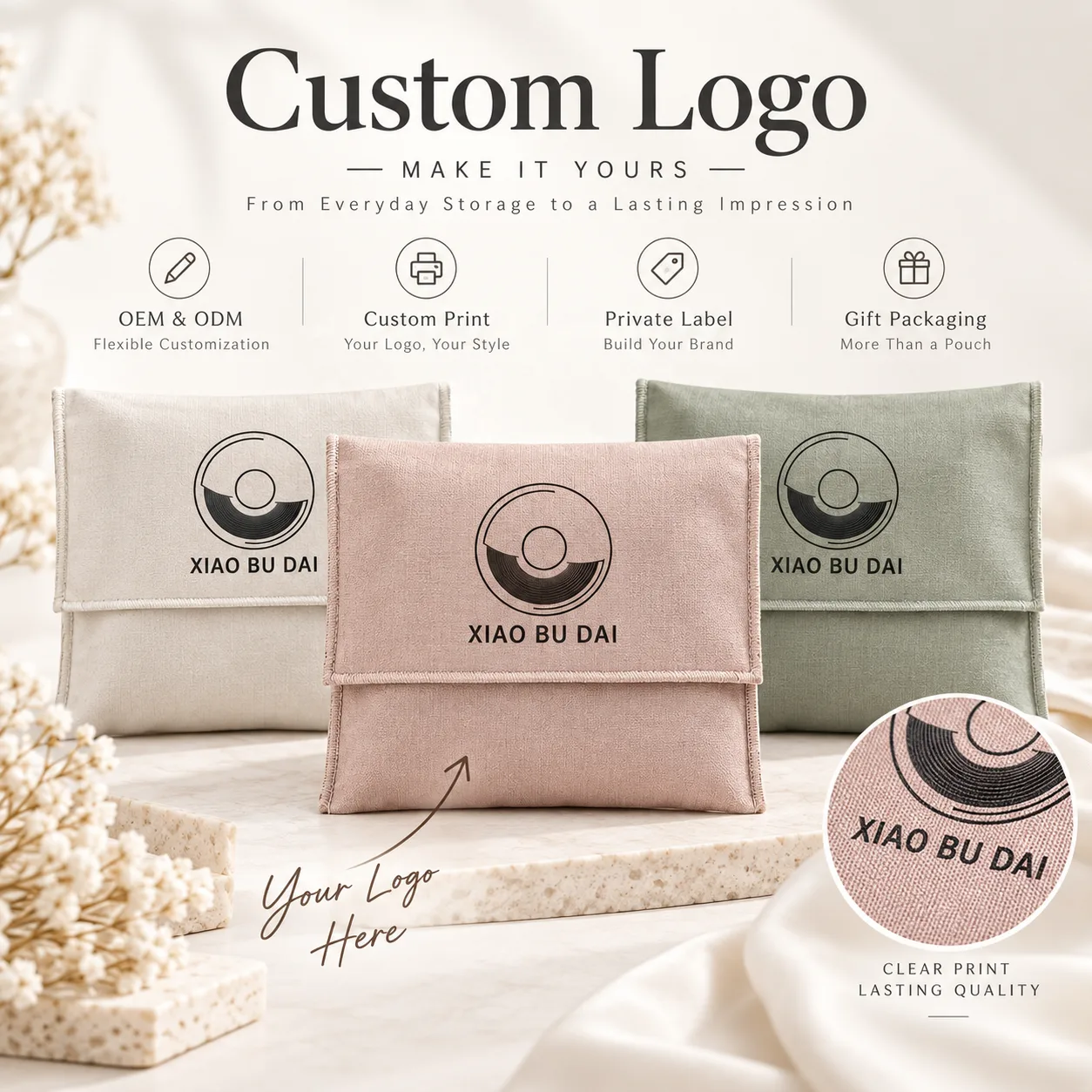 Textured Fabric Envelope Pouch
