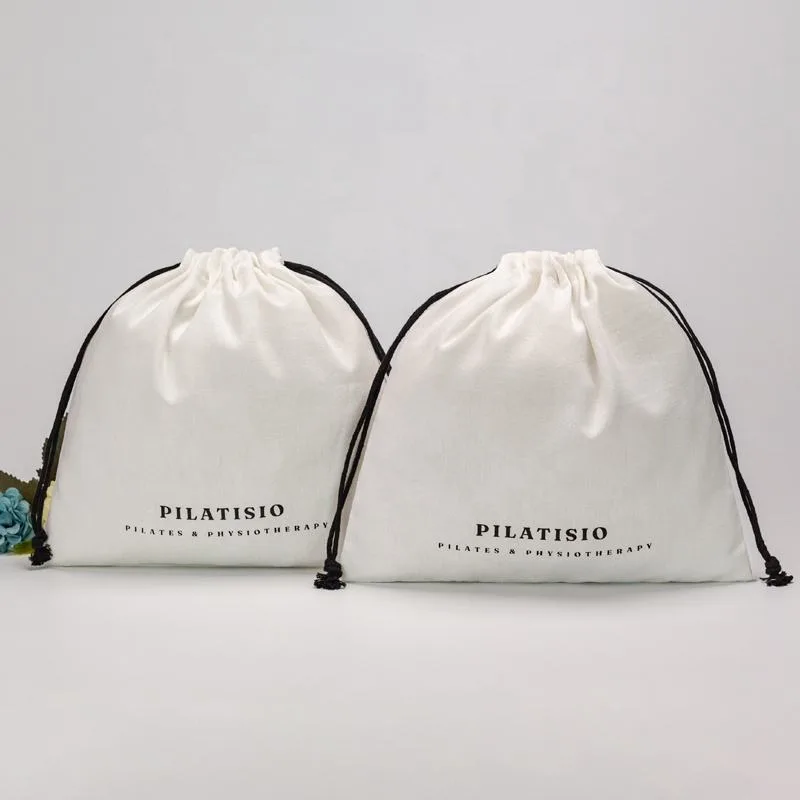 White Cotton Drawstring Pouch