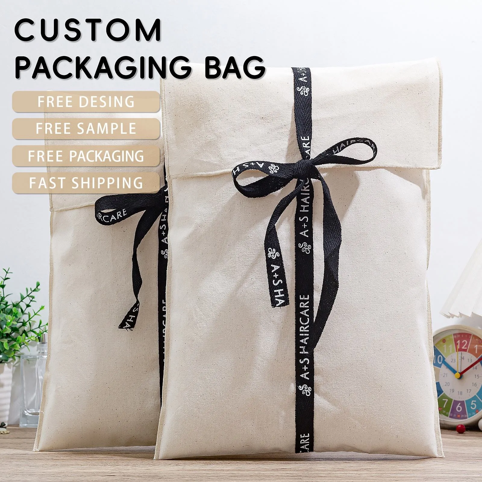 White Fabric Envelope Pouch
