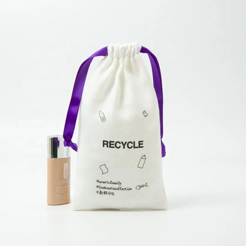 White Cotton Drawstring Pouch