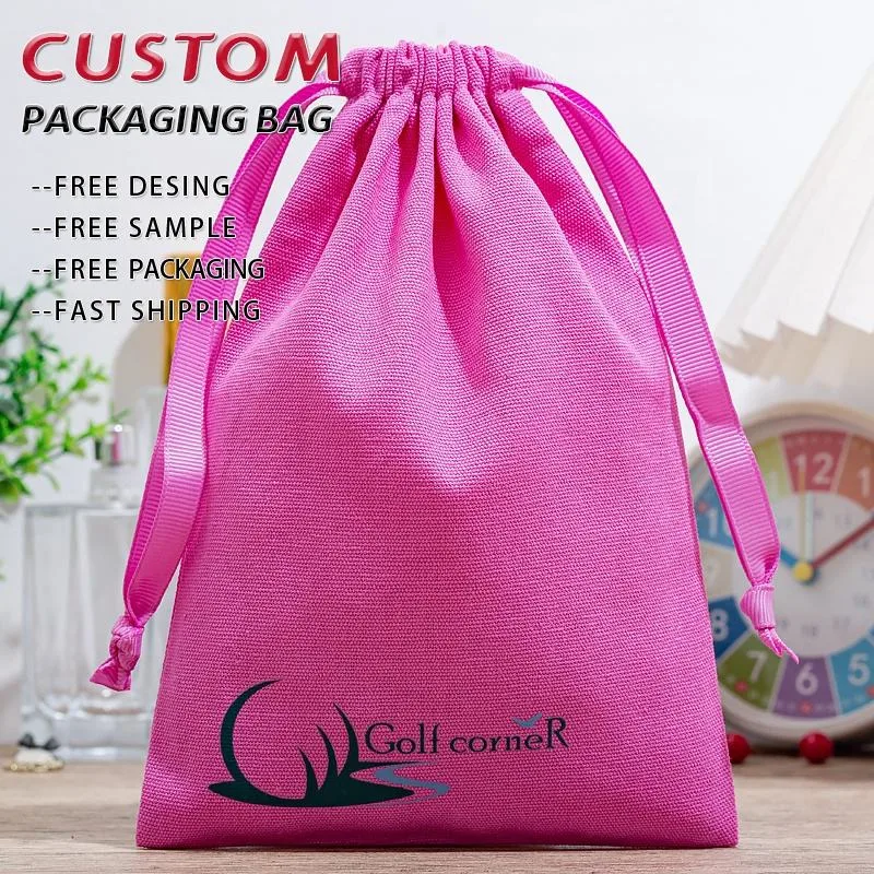Pink Cotton Drawstring Pouch
