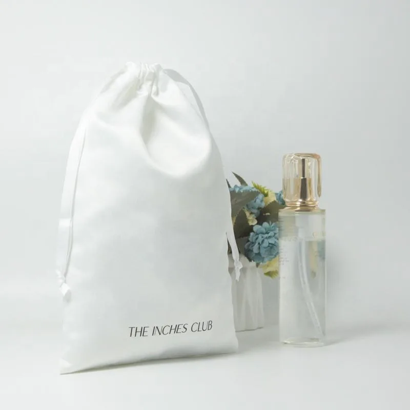 White Satin Drawstring Pouch