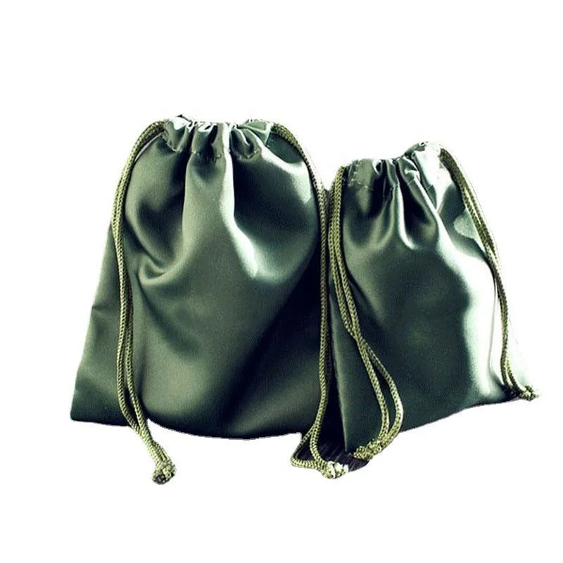 Green Satin Drawstring Pouch