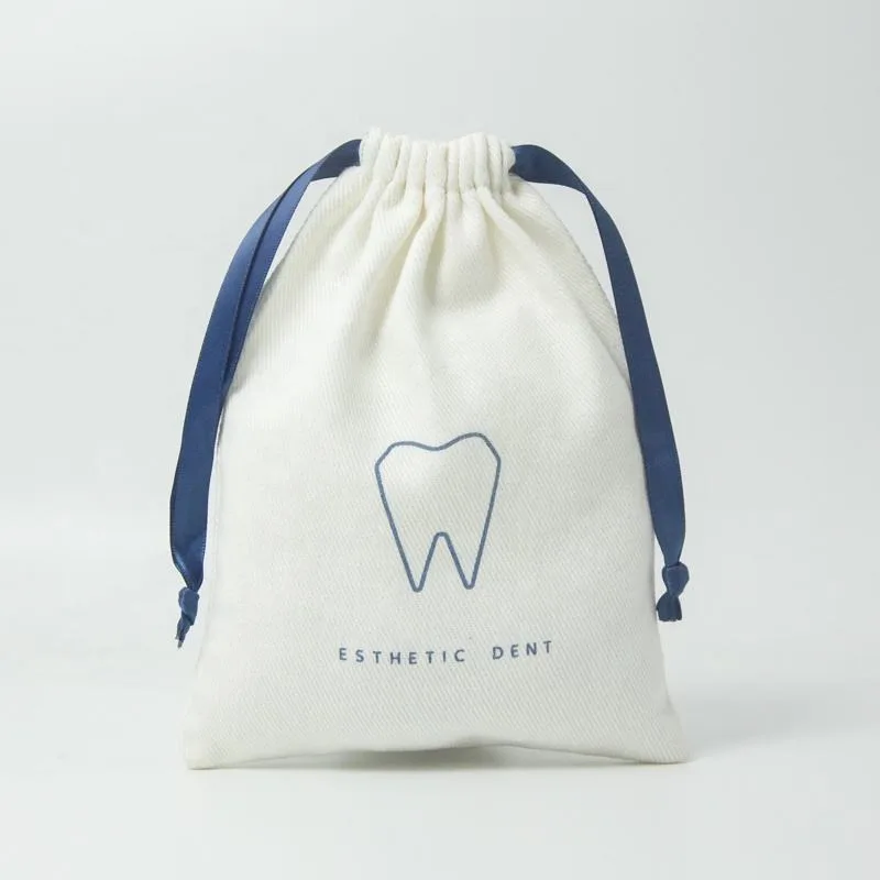 White Cotton Drawstring Pouch