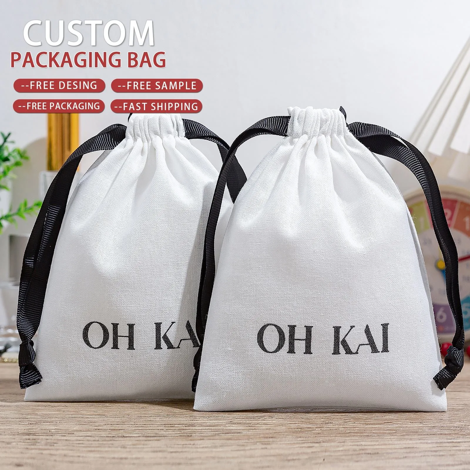 Textured Fabric Drawstring Pouch