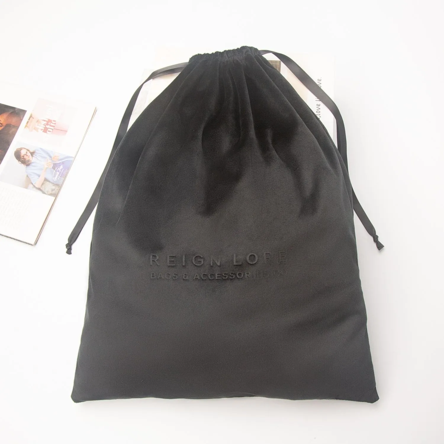 Black Velvet Drawstring Pouch
