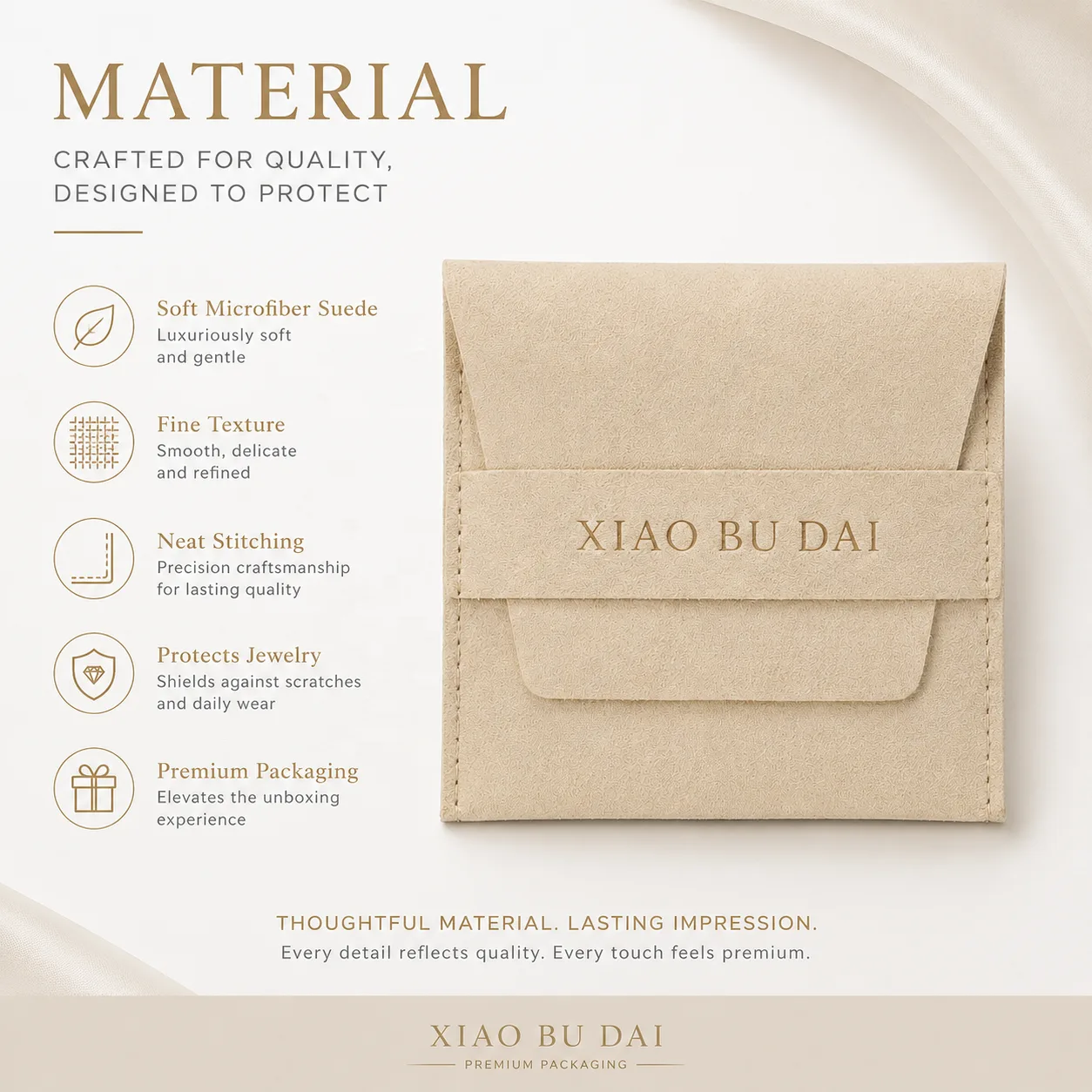 Beige Microfiber Envelope Pouch