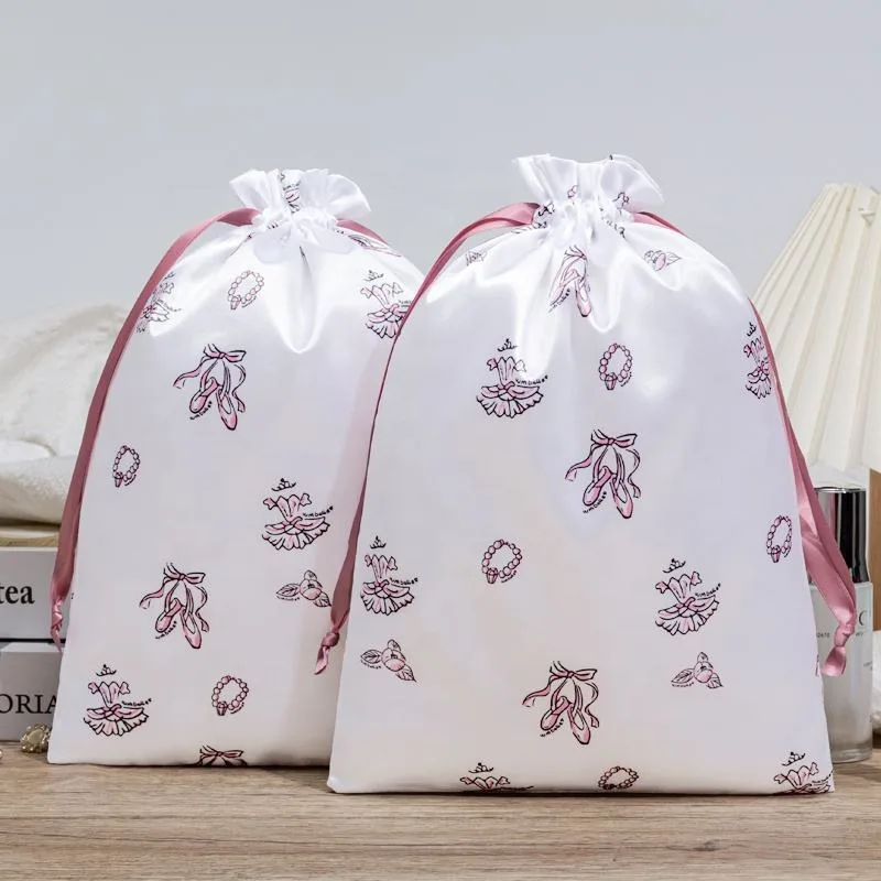 White Satin Drawstring Pouch