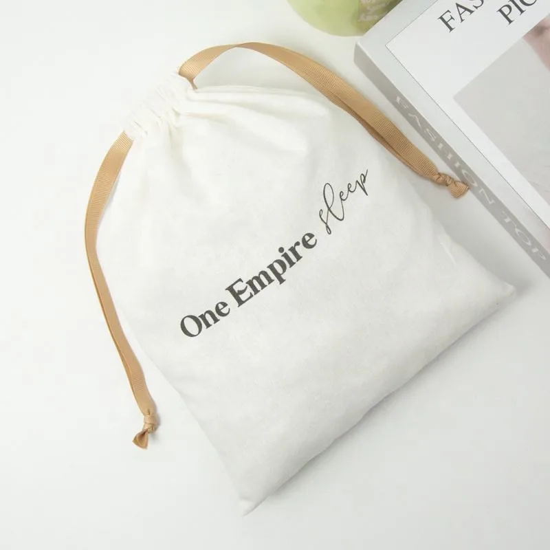White Cotton Drawstring Pouch