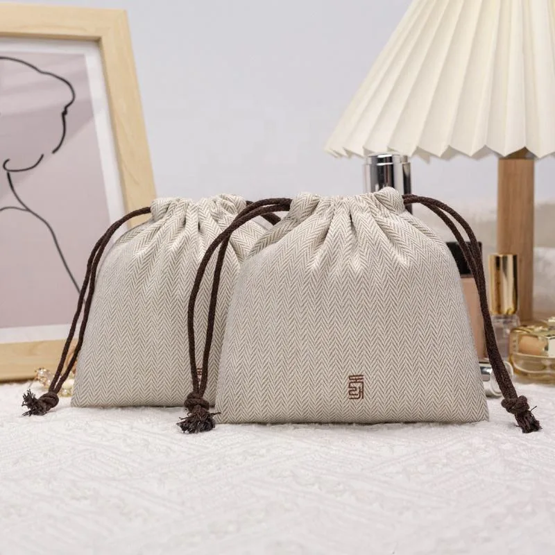 Textured Fabric Drawstring Pouch