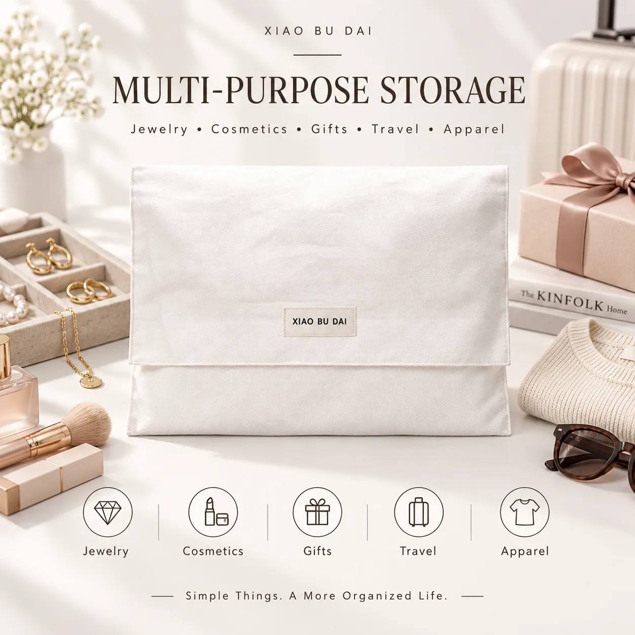 Ivory Fabric Envelope Pouch