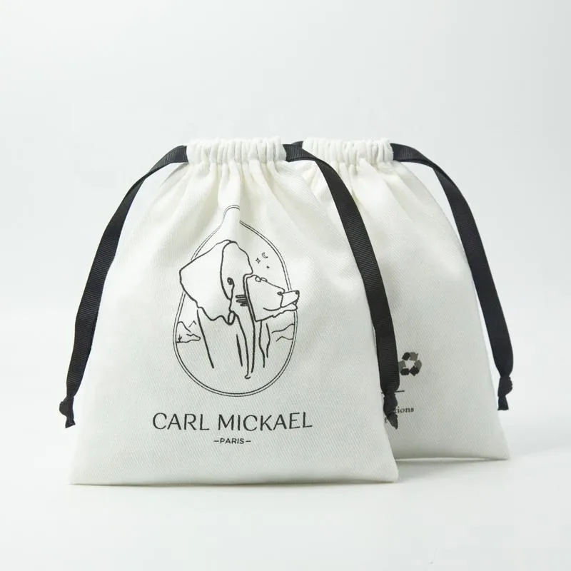 White Cotton Drawstring Pouch