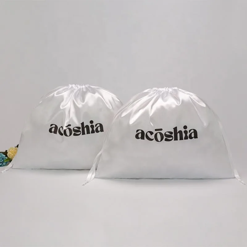White Satin Drawstring Pouch