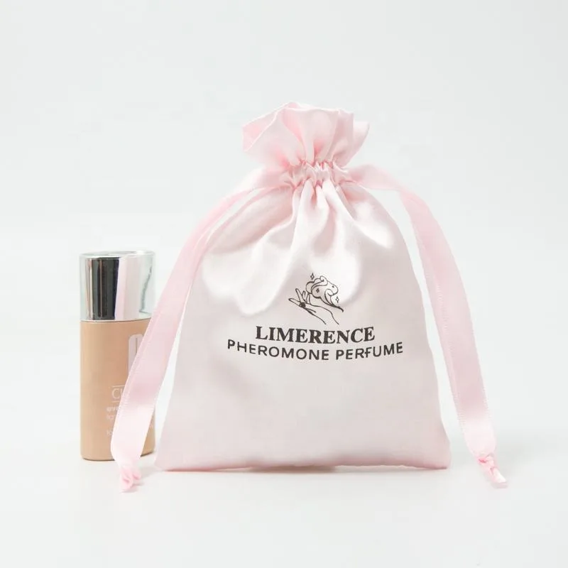 Pink Satin Drawstring Pouch