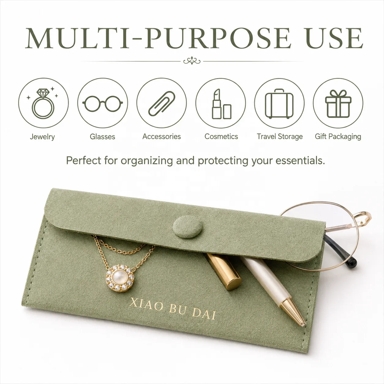 Sage Green Microfiber Envelope Pouch