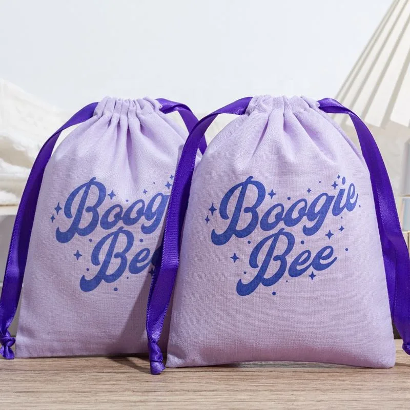 White Fabric Drawstring Pouch