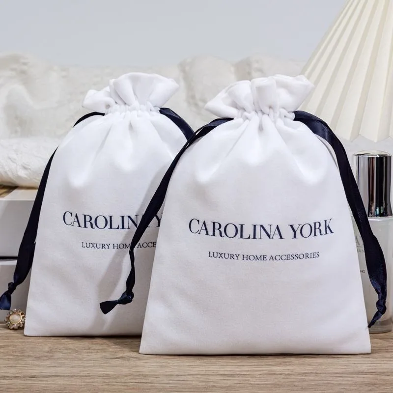 White Velvet Drawstring Pouch