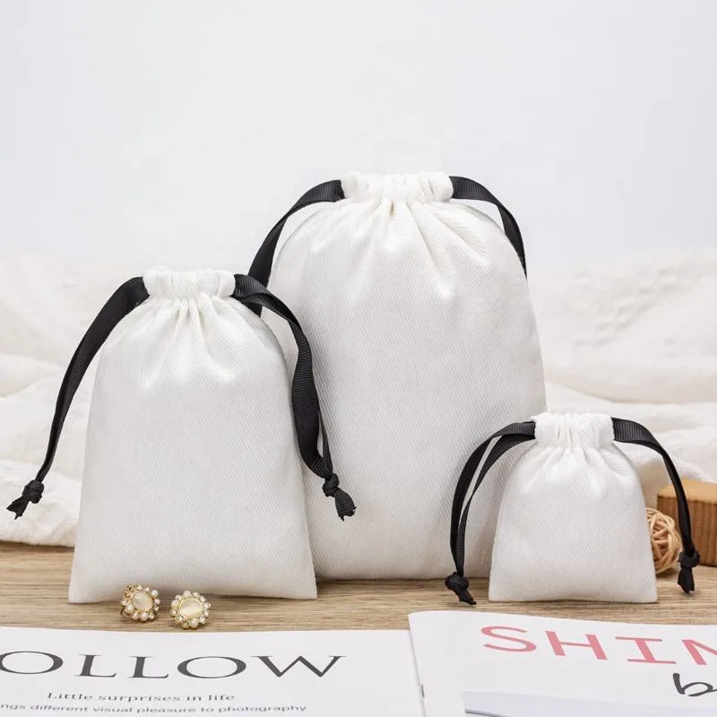 White Cotton Drawstring Pouch