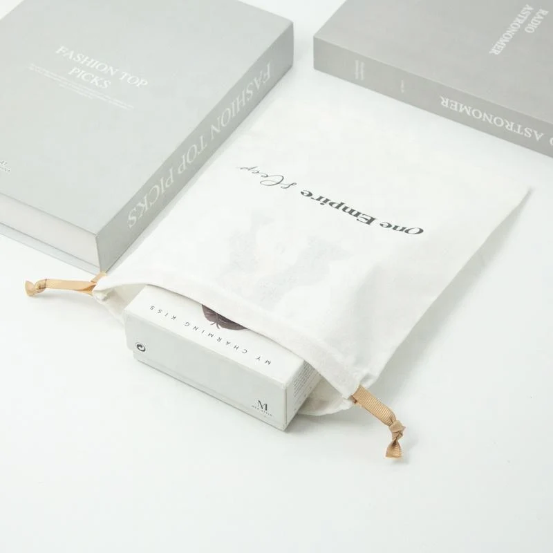 White Cotton Drawstring Pouch — image 4