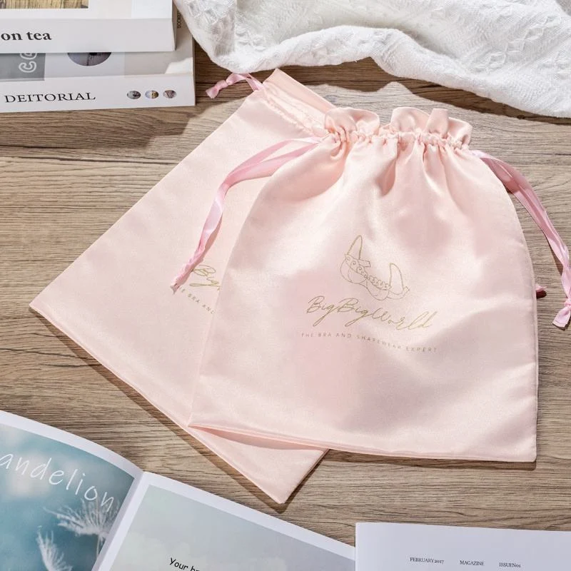 Pink Satin Drawstring Pouch — image 5