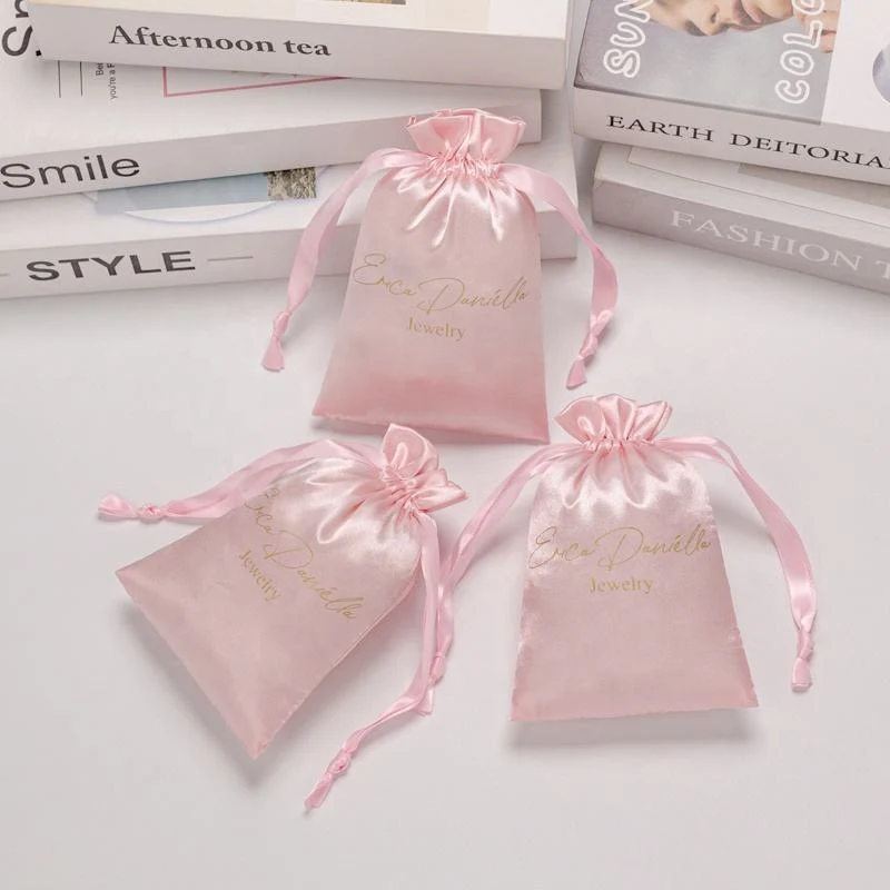 Pink Satin Drawstring Pouch — image 4