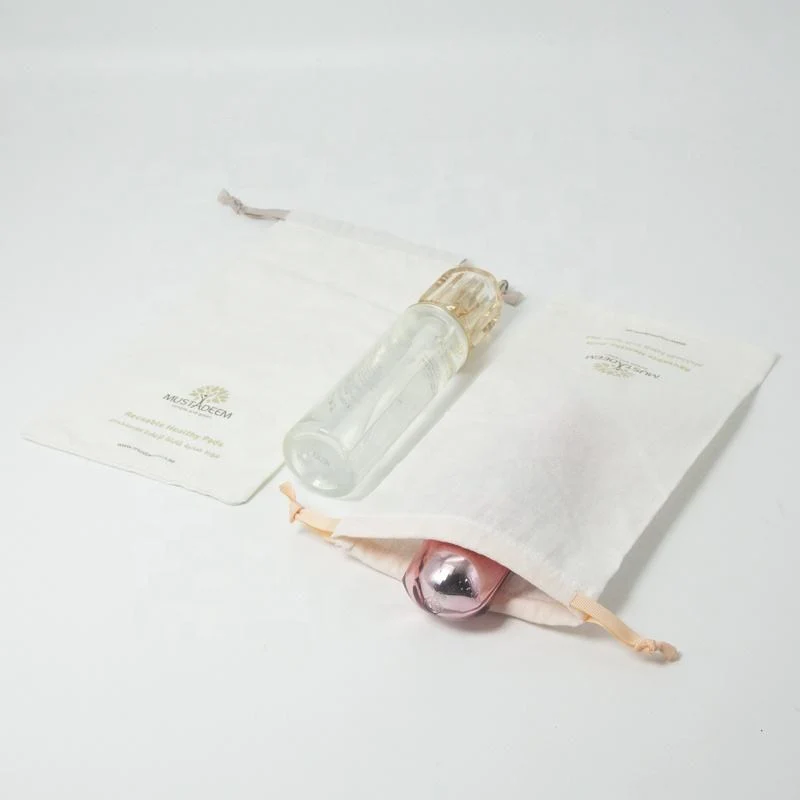 White Cotton Drawstring Pouch — image 4