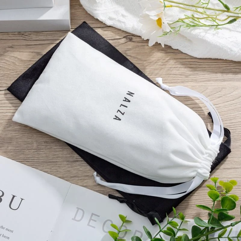 White Velvet Drawstring Pouch — image 4