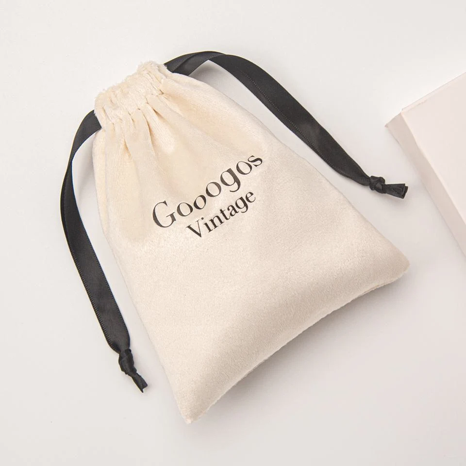 Cream Velvet Drawstring Pouch — image 2