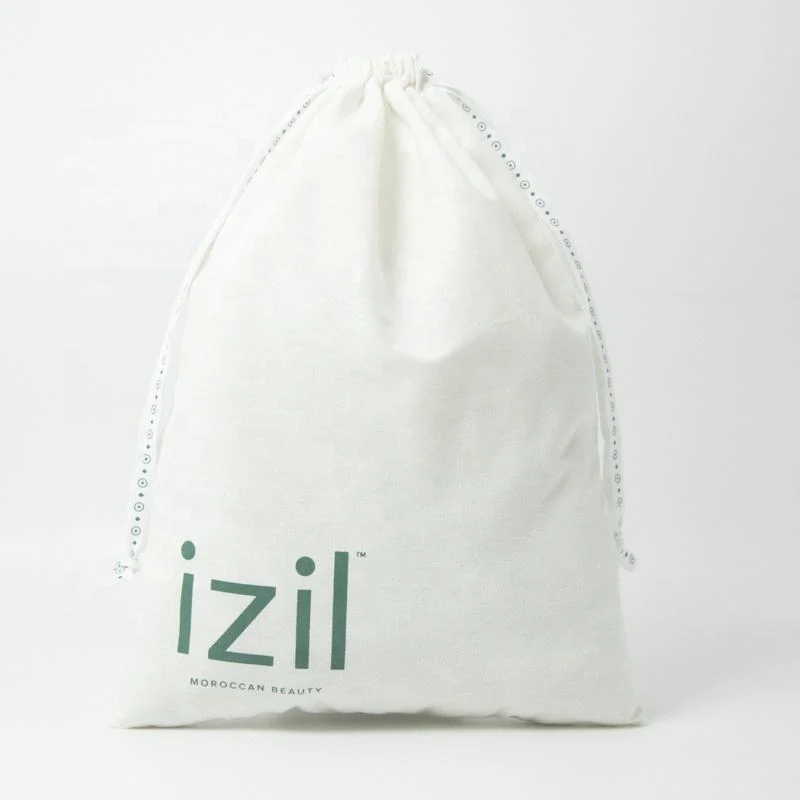 White Cotton Drawstring Pouch — image 2