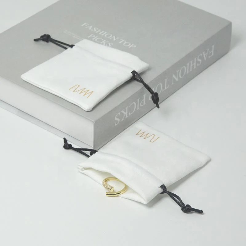 White Velvet Drawstring Pouch — image 4