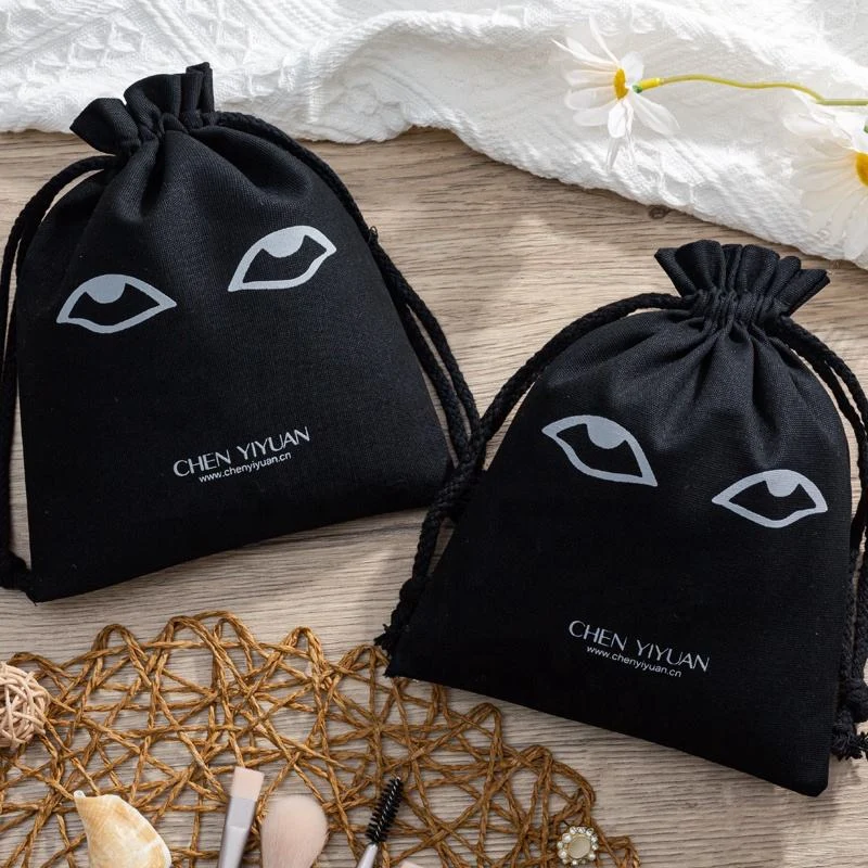 Black Cotton Drawstring Pouch — image 3
