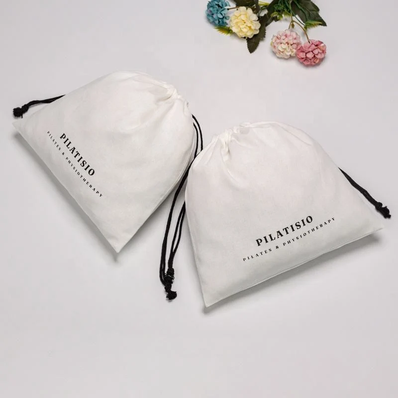 White Cotton Drawstring Pouch — image 3