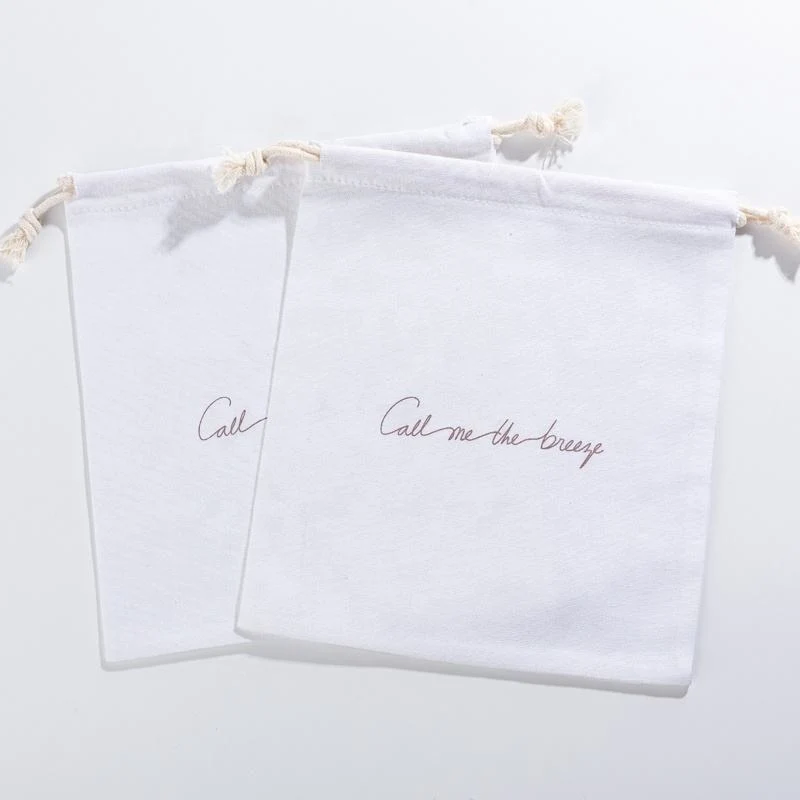 Cream Textured Fabric Drawstring Pouch — image 6