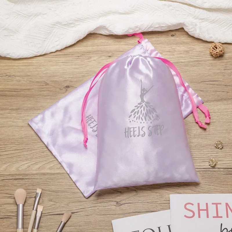 White Satin Drawstring Pouch — image 3