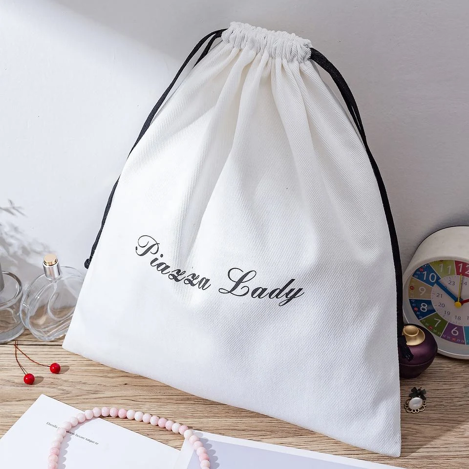 White Fabric Drawstring Pouch — image 2