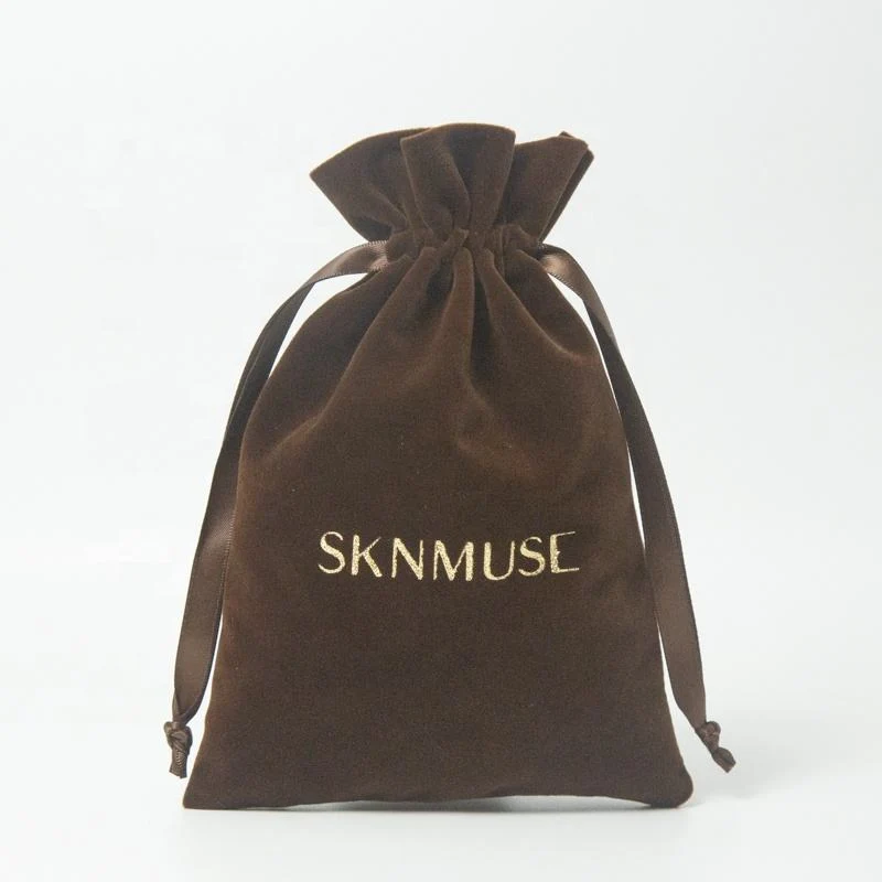 Brown Velvet Drawstring Pouch — image 3