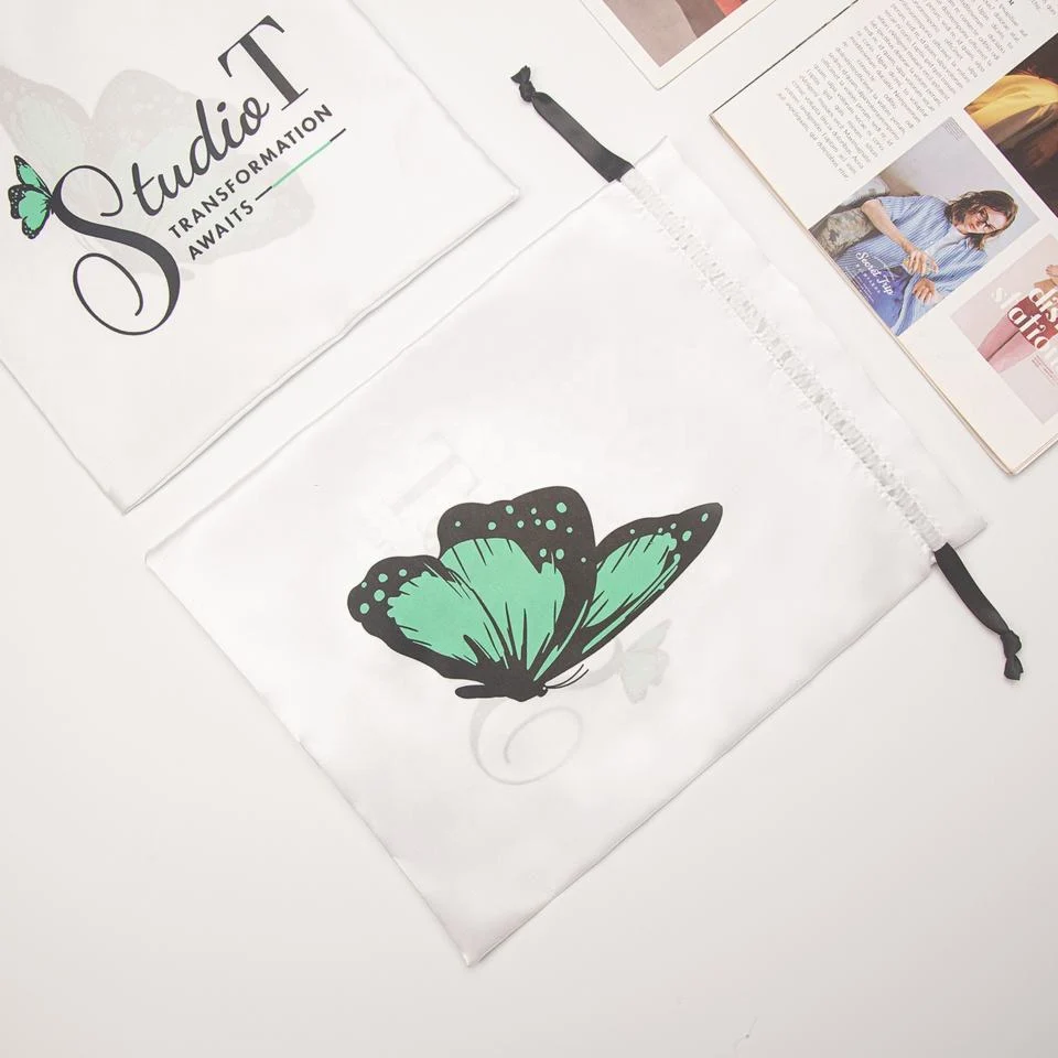 White Satin Drawstring Pouch — image 5