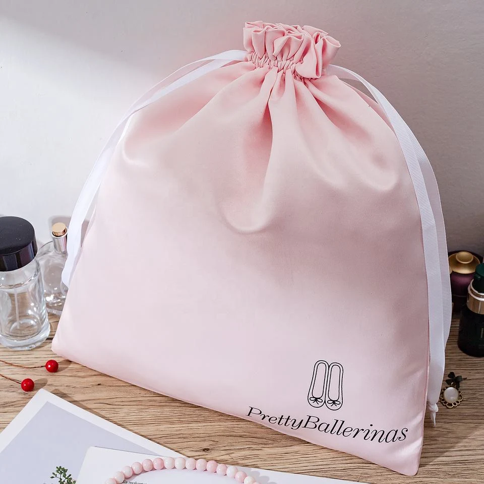 Pink Satin Drawstring Pouch — image 2