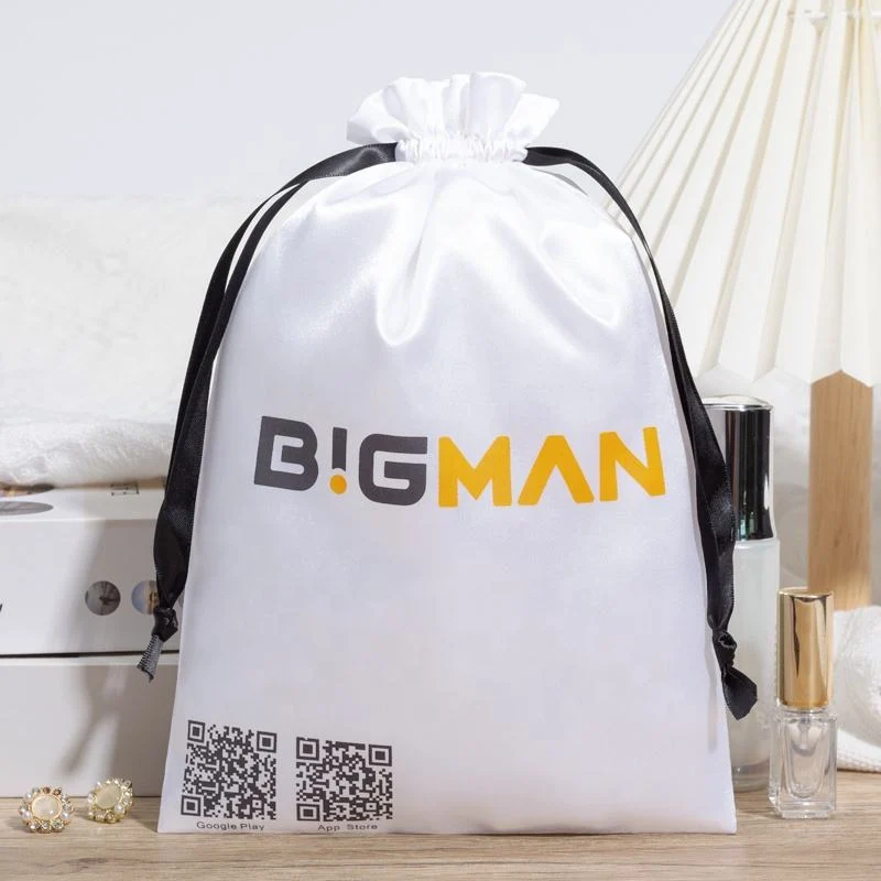 White Satin Drawstring Pouch — image 2